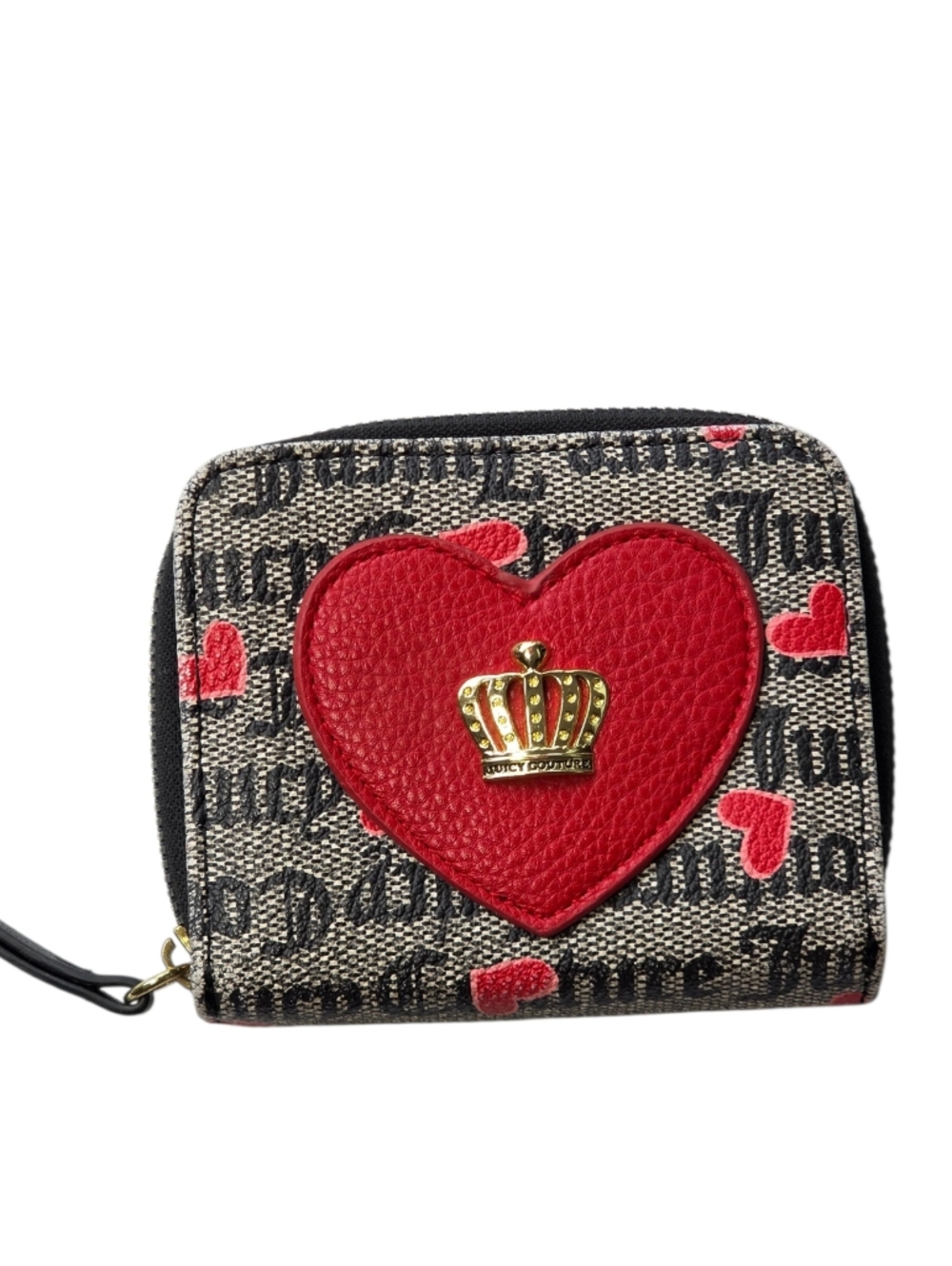 Juicy Couture Heart Wallet Crown Zip Around Wristlet Y2K Logo Print
